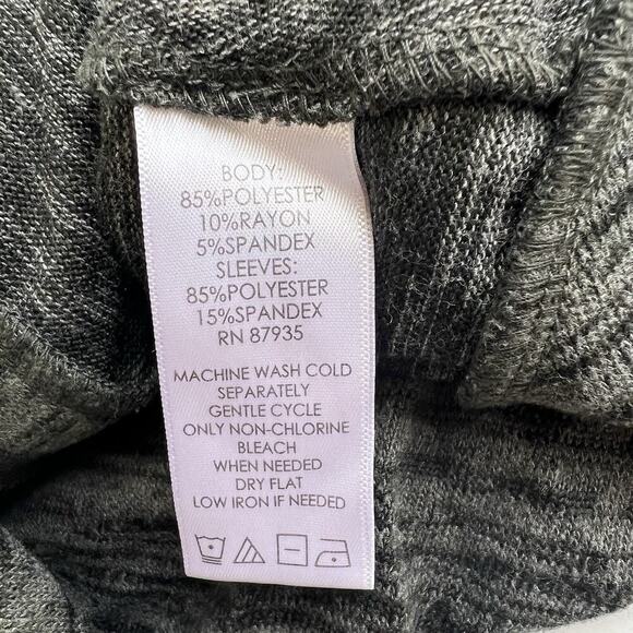 Logo Lori Goldstein Zip Front Cardigan Knit Sweater Small Sharkbite Hem Flowy - Picture 8 of 13